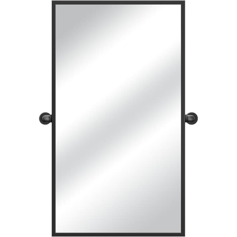 Miroir rectangulaire encadré Yelda, avec quincaillerie pivotante, noir mat, 27 x 36 po