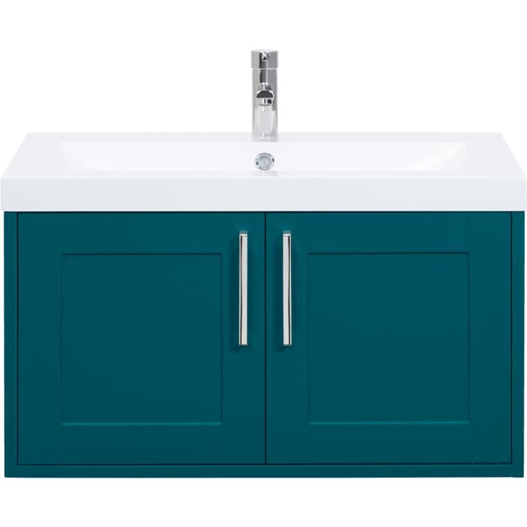 30" W x 19" D Bossy Wall Hung Vanity with Synthetic Marble Top - Dark Teal
