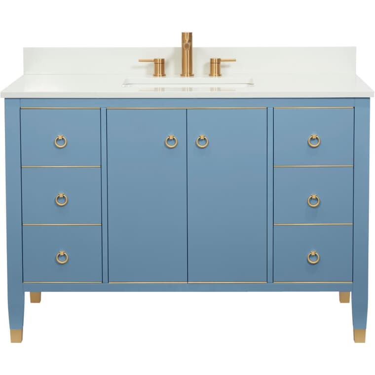 48" W x 22" D Goldy Vanity with Quartz Stone Top - Country Blue