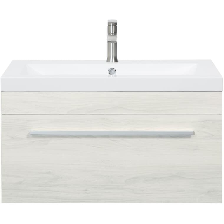30" W x 19" D Relax Wall Hung Vanity with Synthetic Marble Top - White Wood Grain