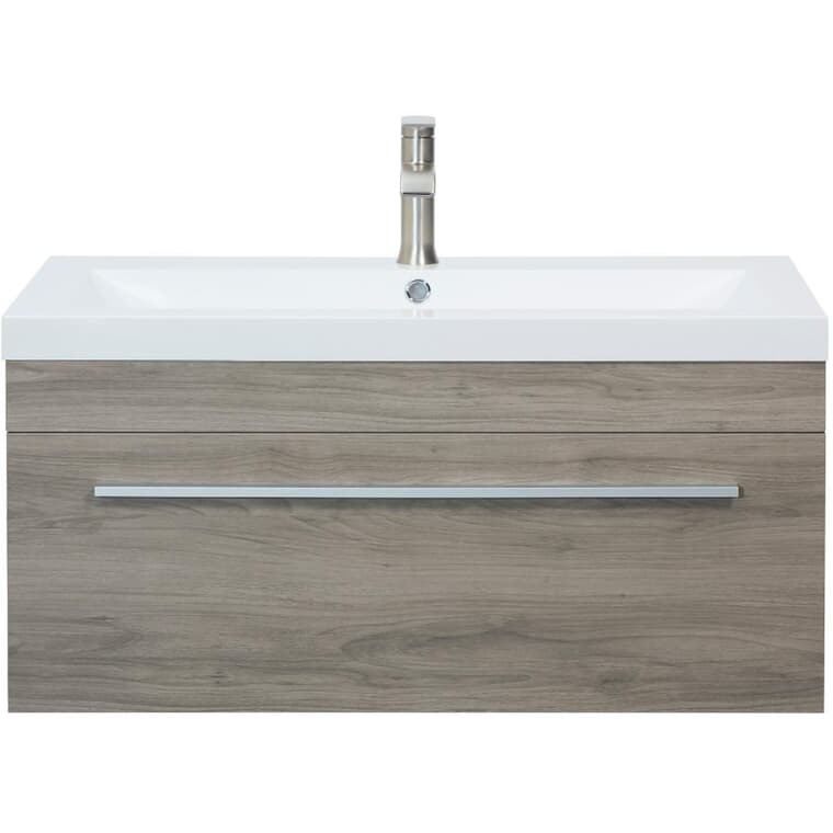 36" W x 19" D Relax Wall Hung Vanity with Synthetic Marble Top - Pale Grey