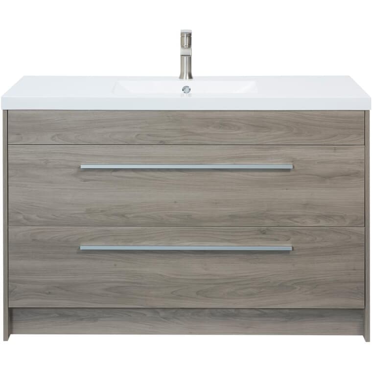 Meuble-lavabo Relax gris pâle avec dessus en marbre synthétique, 48 po de largeur x 21 po de profondeur