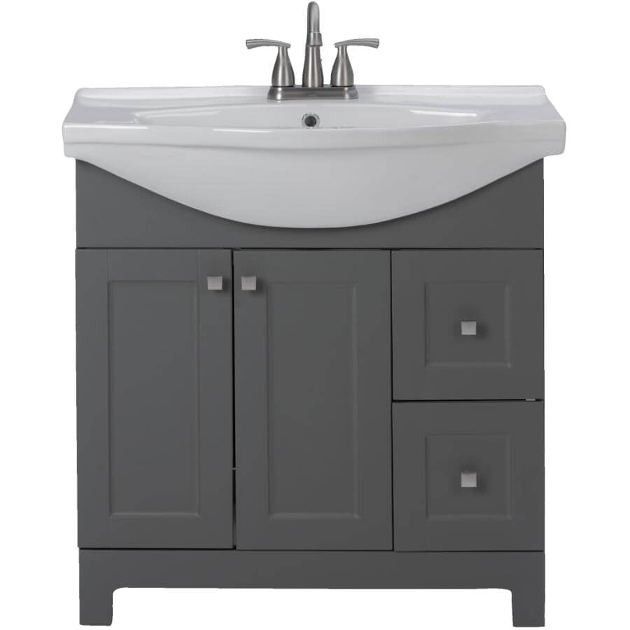 CHELINI:32.25" W x 12.5" D Clare Vanity with Vitreous China Top - Grey
