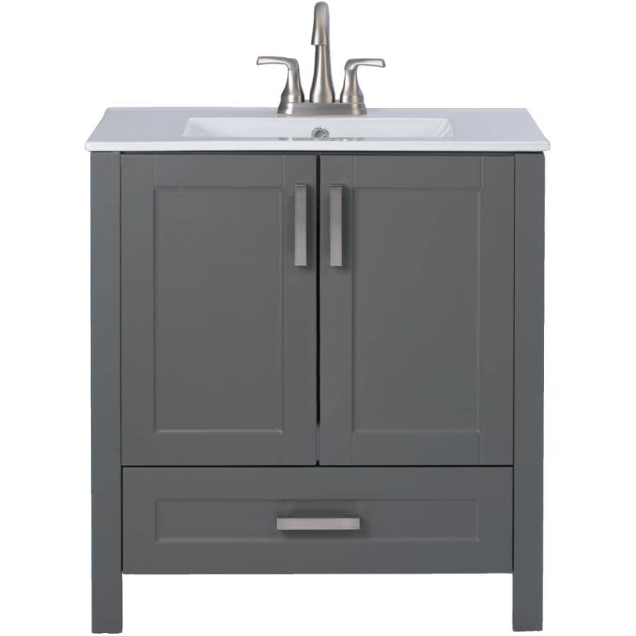 CHELINI:30" W x 18" D Clare Vanity with Vitreous China Top - Grey