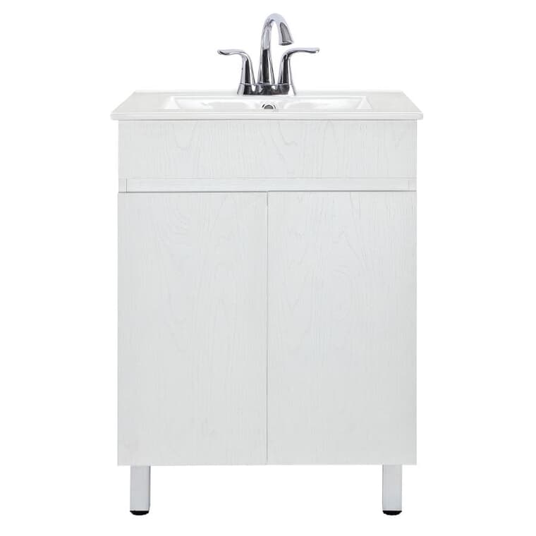 24" W x 18.5" D Apartment Vanity with Vitreous China Top - White