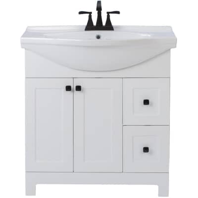 Clare Vanity With China Top White 32, 32 White Vanity With Drawers