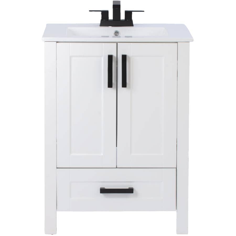 CHELINI:24" W x 18" D Clare Vanity with Vitreous China Top - White