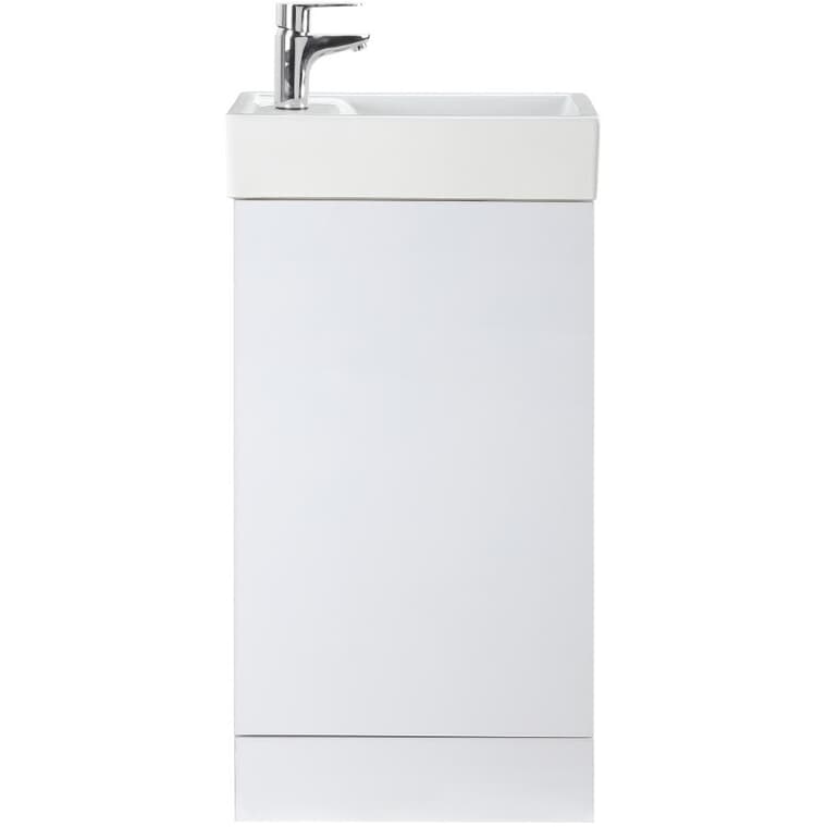 Meuble-lavabo Rylee blanc avec dessus en porcelaine vitrifiée, 16,5 po de largeur x 9 po de profondeur