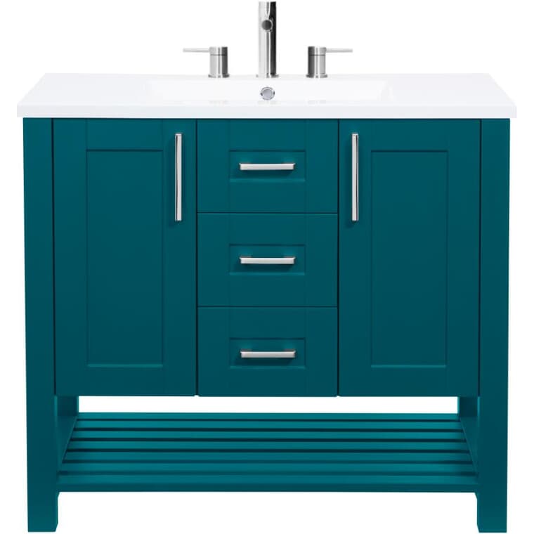 37" W x 22" D Bossy Vanity with Synthetic Marble Sink - Matte Teal