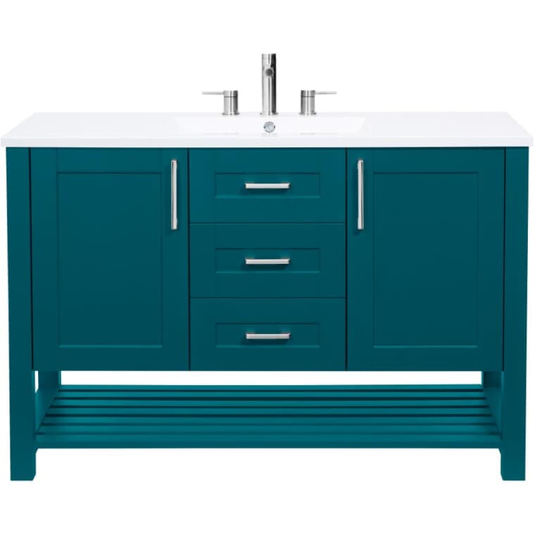 49" W x 22" D Bossy Vanity with Synthetic Marble Sink - Matte Teal