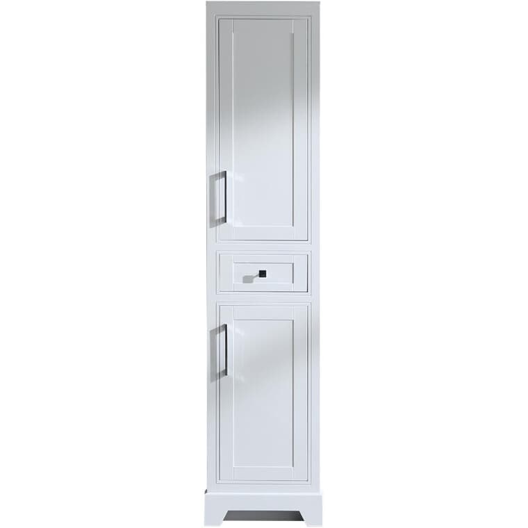 18" x 75" Soho Linen Tower Cabinet - with Two Doors + Single Drawer, White