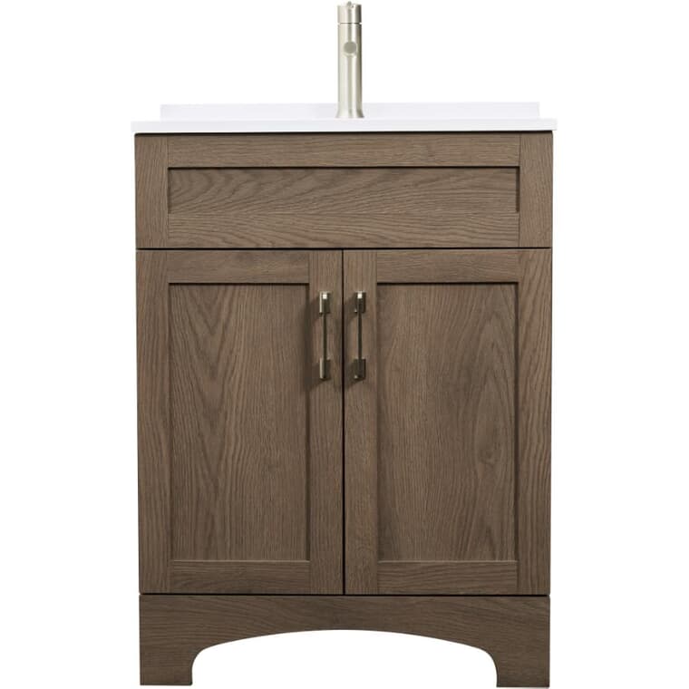 24" W x 19" D Jipsy Vanity with Synthetic Top - Chestnut Oak + White