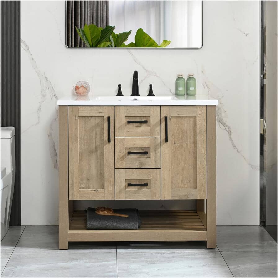 KLAYR 37" W x 22" D Coastal Vanity with Cultured Marble Top | Home Hardware