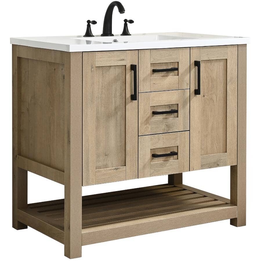 KLAYR 37" W x 22" D Coastal Vanity with Cultured Marble Top | Home Hardware