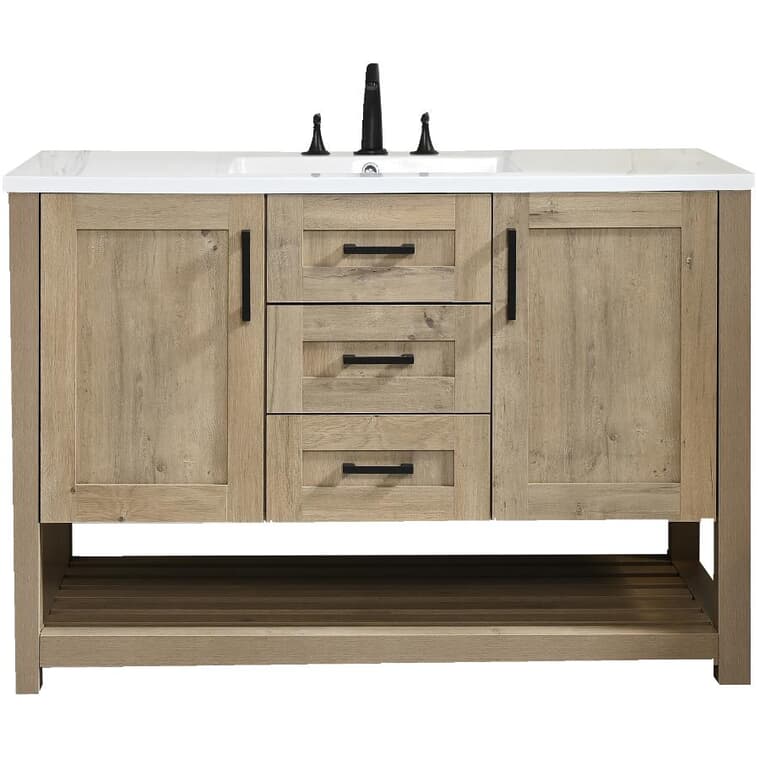 49" W x 22" D Coastal Vanity with Synthetic Marble Top - Two Doors + Two Drawers, Birch