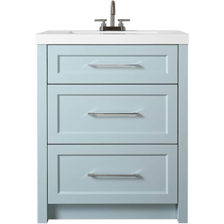 Meuble-lavabo Bancroft avec dessus en similimarbre, 30 x 22 po (la x P), bleu et blanc