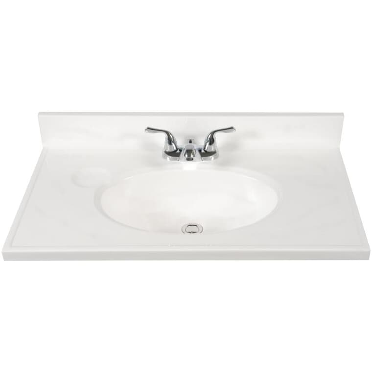 25" x 19" Cultured Marble Vanity Top with Oval Sink - White