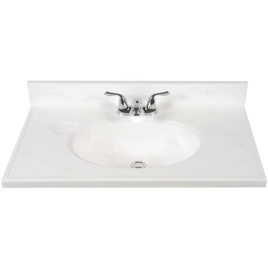 MATRIX DESIGNS:31" x 19" Cultured Marble Vanity Top with Oval Sink - White
