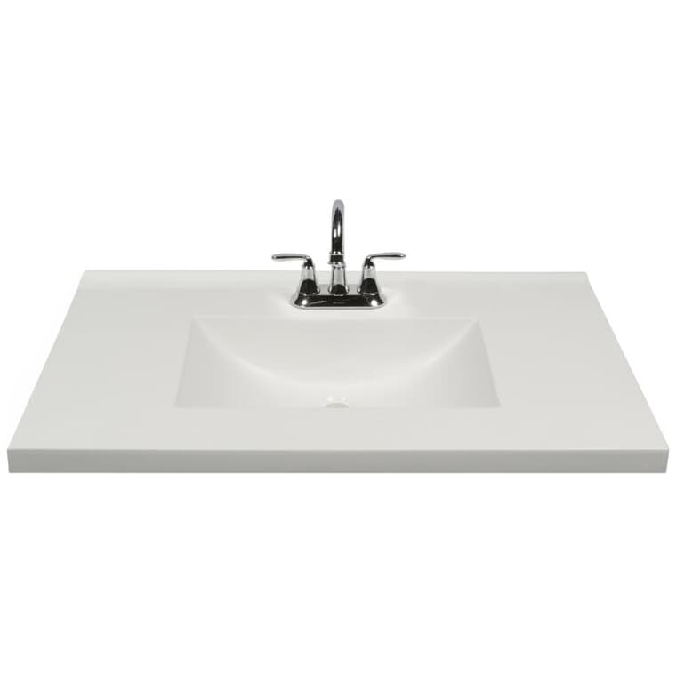 Dessus de meuble-lavabo de 25 po x 19 po en similimarbre avec évier rectangulaire, blanc