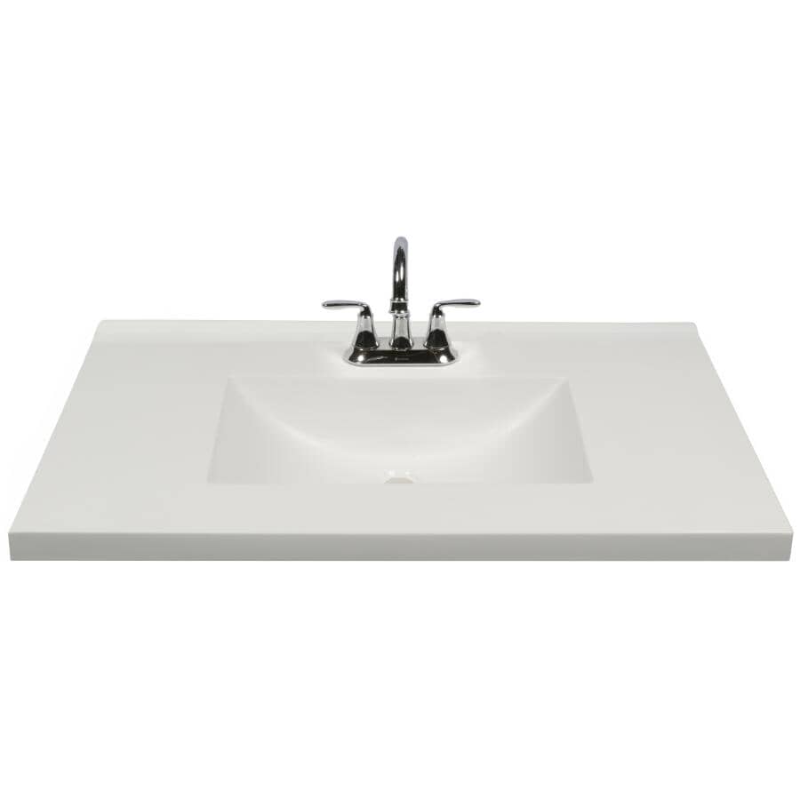 MATRIX DESIGNS:37" x 19" Cultured Marble Vanity Top with Rectangular Sink - White