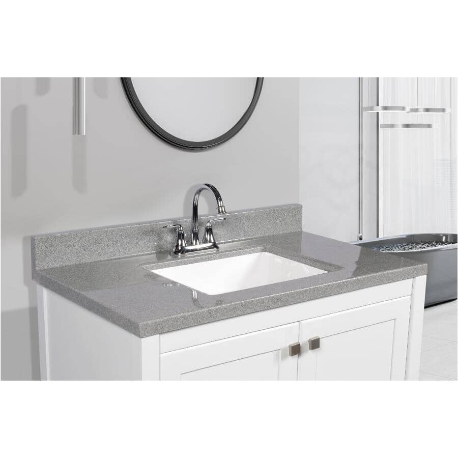 MATRIX DESIGNS 25" x 19" Cultured Granite Vanity Top with Rectangular ...