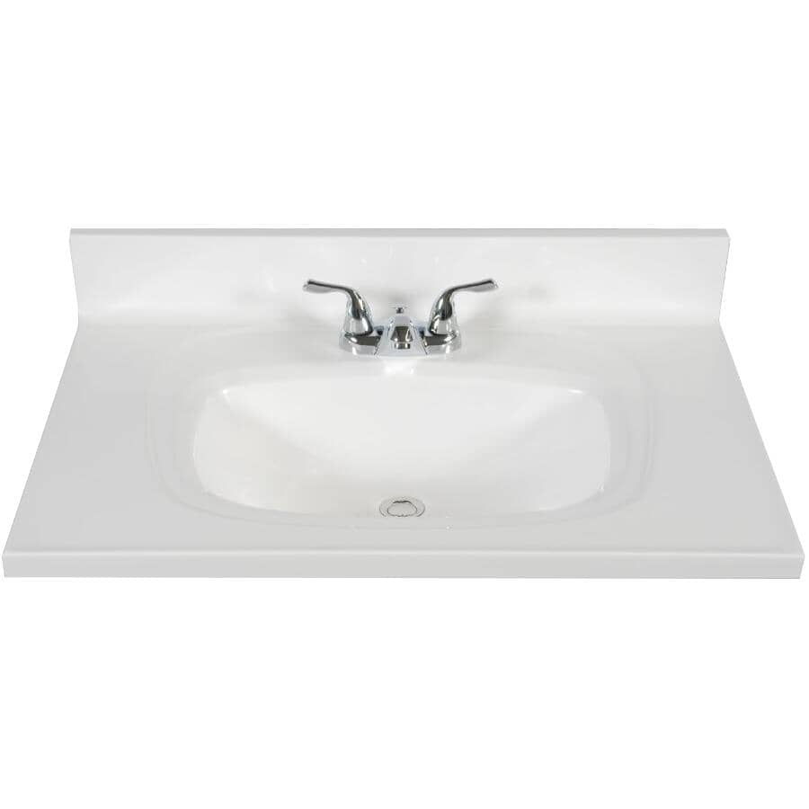 MATRIX DESIGNS:31" x 22" Cultured Marble Vanity Top with Rectangular Sink - Solid White
