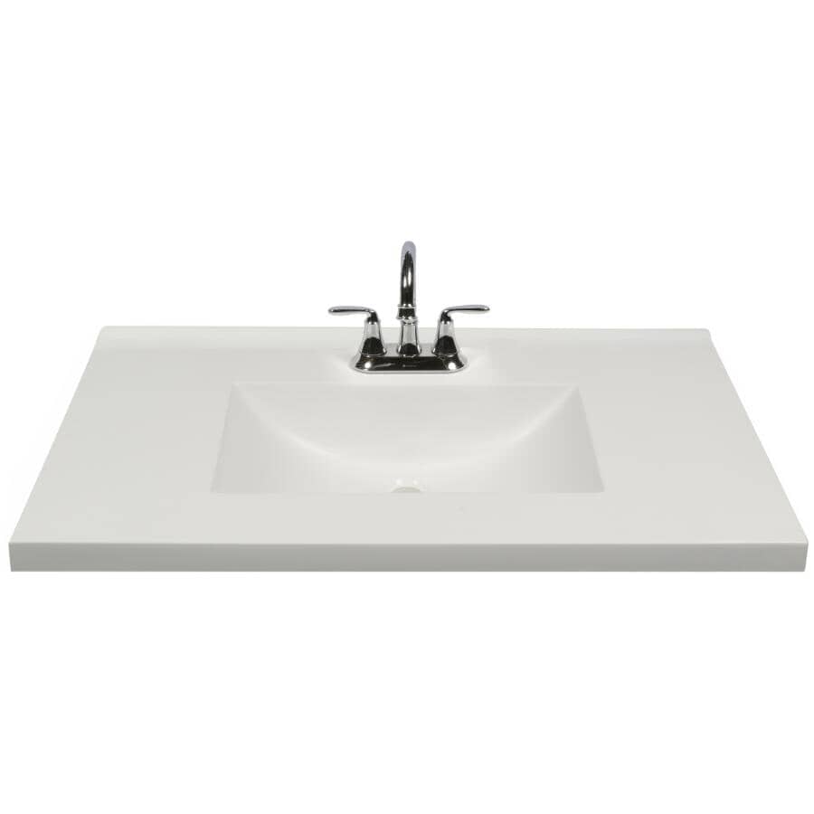 MATRIX DESIGNS:31" x 22" Cultured Marble Vanity Top with Rectangular Sink - White