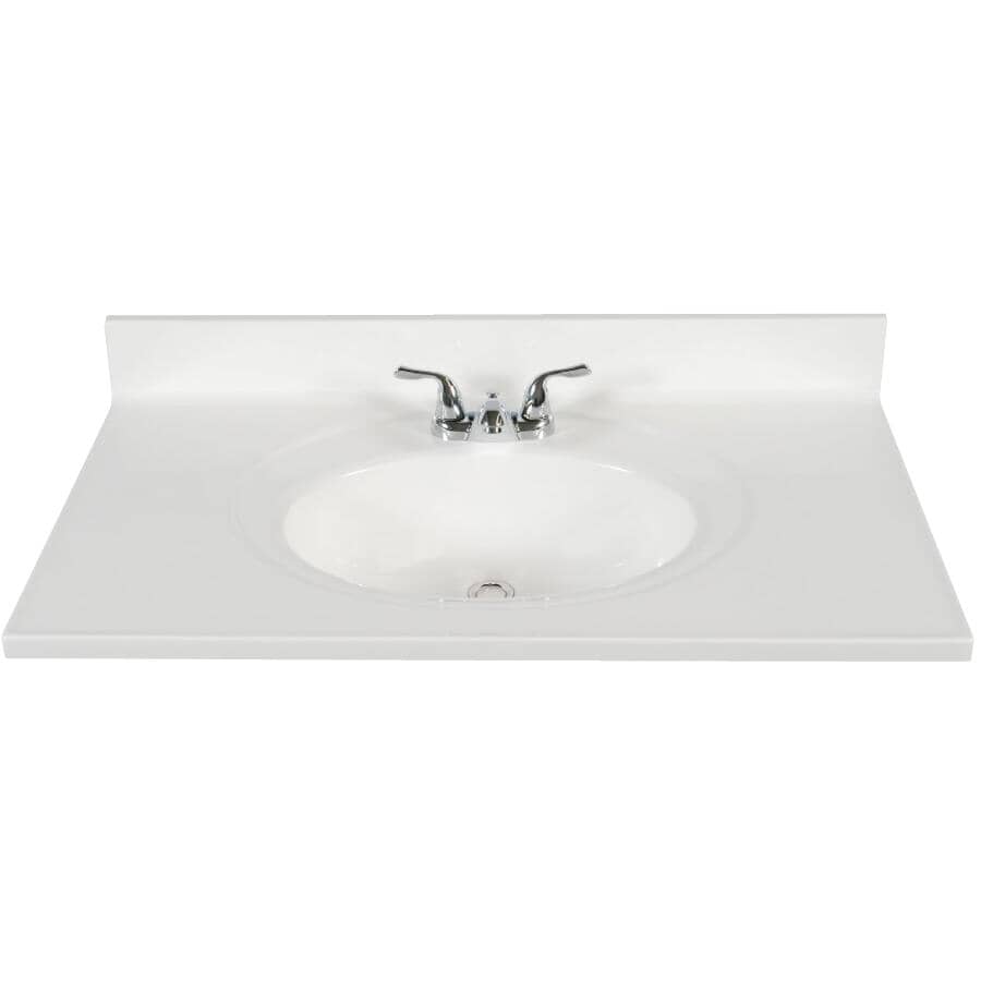 MATRIX DESIGNS:37" x 22" Cultured Marble Vanity Top with Oval Sink - Solid White