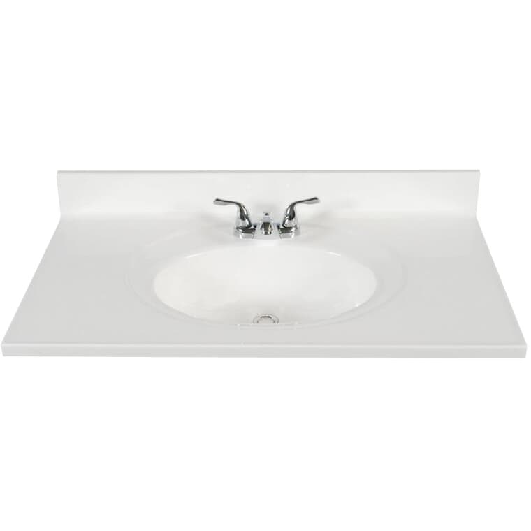 37" x 22" Cultured Marble Vanity Top with Oval Sink - Solid White