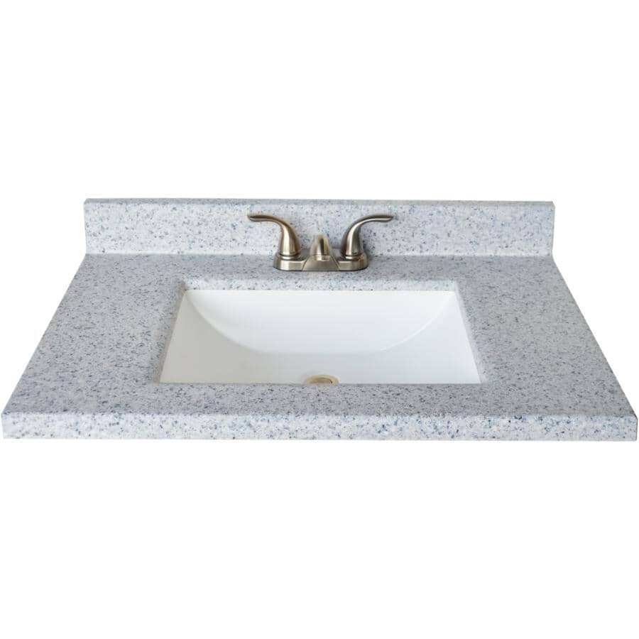 MATRIX DESIGNS:31" x 19" Cultured Granite Vanity Top with Rectangular Sink - Moonscape Wave + White