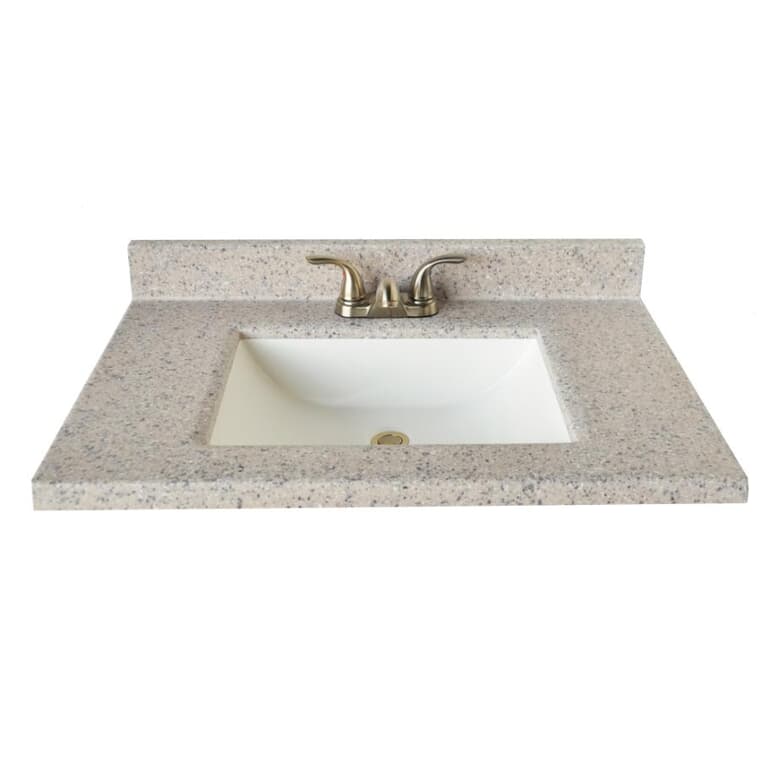 31" x 19" Cultured Granite Vanity Top with Rectangular Sink - Rocky Trail Wave + White