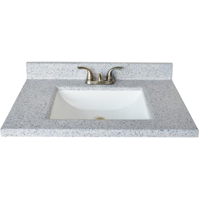 37" x 19" Cultured Granite Vanity Top with Rectangular Sink - Moonscape Wave + White