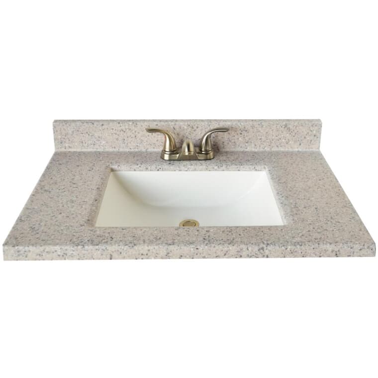 37" x 22" Cultured Granite Vanity Top with Rectangular Sink - Rocky Trail Wave + White