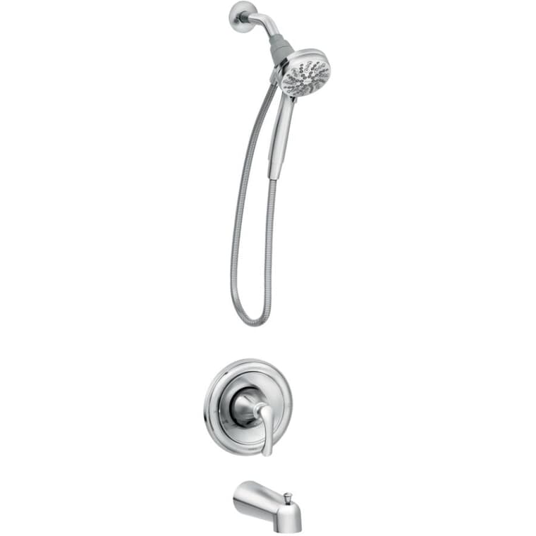Robinet de baignoire et douche Tiffin à un levier à pression équilibrée, avec douchette à main Magnetix, chrome