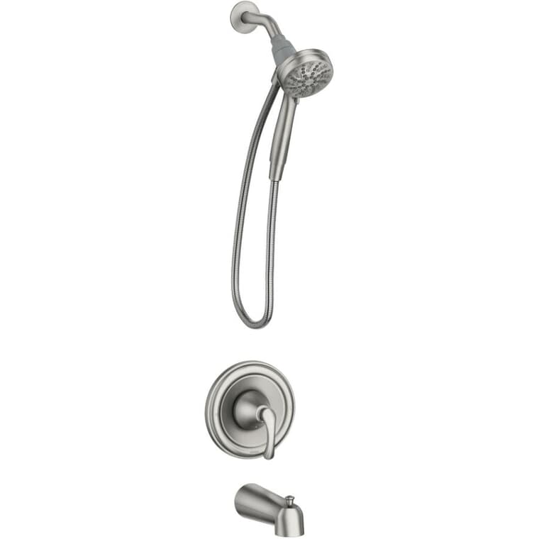 Tiffin Single Handle Pressure Balanced Tub & Shower Faucet - with Magnetix Hand Shower, Spot Resist Brushed Nickel