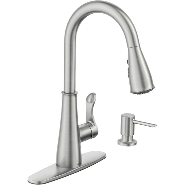 Hadley Single Handle Pull-Down Kitchen Faucet with Soap Dispenser - Spot Resist Stainless Steel