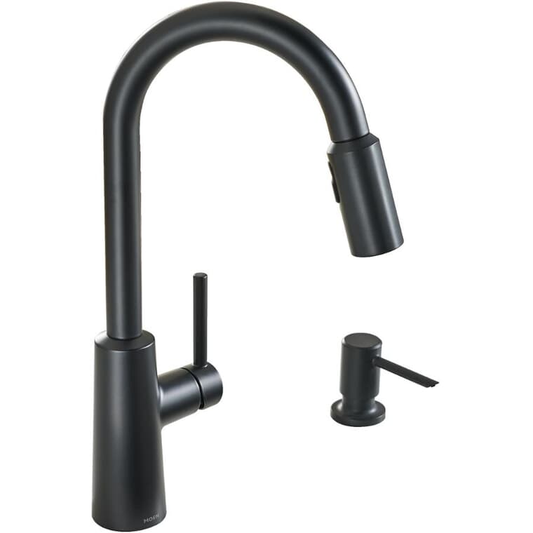 Nori Single Handle Pull-Down Kitchen Faucet with Soap Dispenser - Matte Black