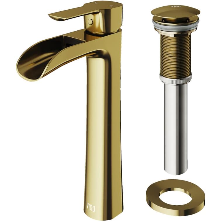 Niko Single Handle Vessel Lavatory Faucet - Matte Gold