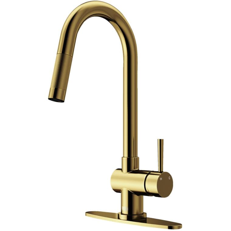 Gramercy Single Handle Pull-Down Kitchen Faucet - Matte Brushed Gold