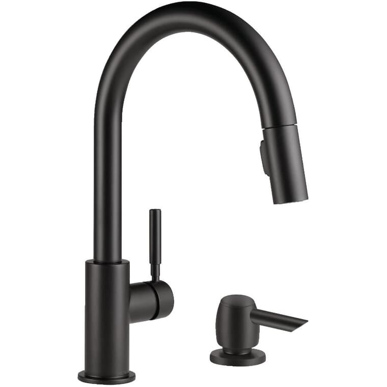 Trask Single Handle Pull-Down Kitchen Faucet - with Soap Dispenser, Matte Black