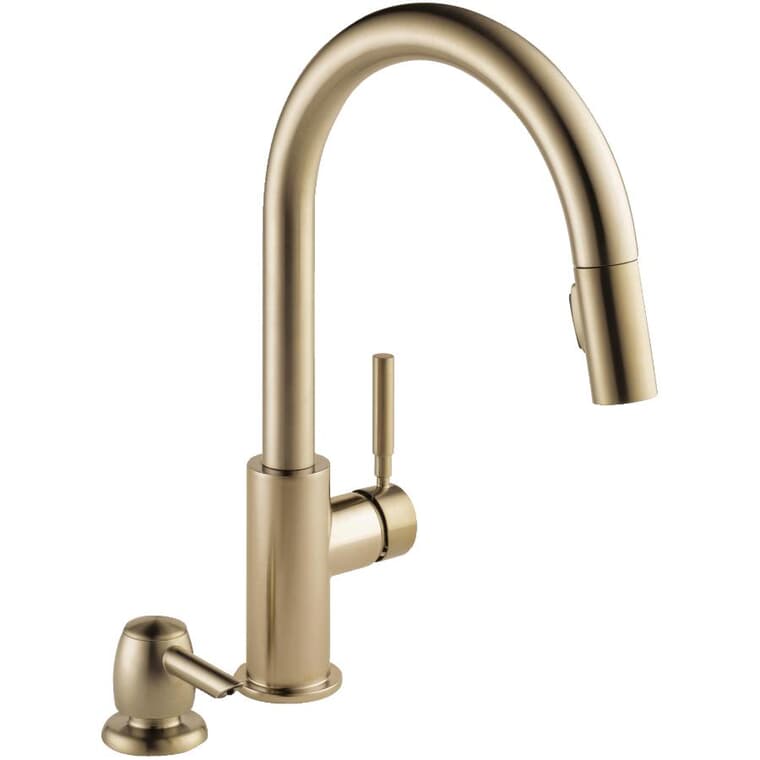 Trask Single Handle Pull-Down Kitchen Faucet - with Soap Dispenser, Champagne Bronze