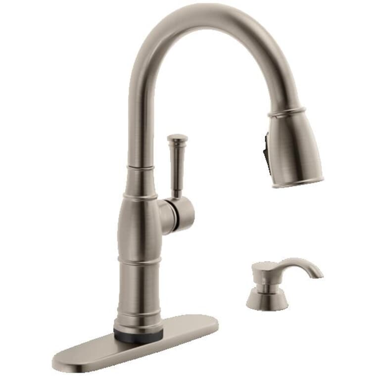 Valdosta Single Handle Pull-Down Kitchen Faucet - with Soap Dispenser, Spotshield Stainless Steel