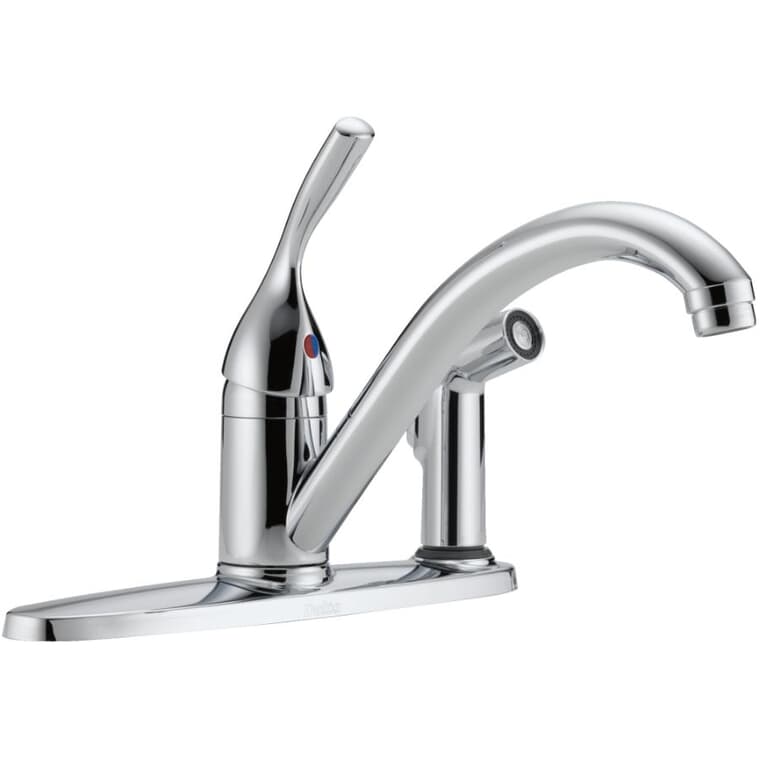 Classic Single Handle Kitchen Faucet - with Side Spray, Chrome