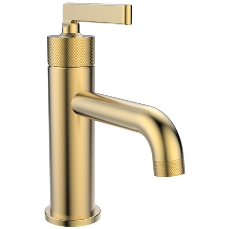 Indy Single Handle Lavatory Faucet with Knurled Accents - Matte Gold