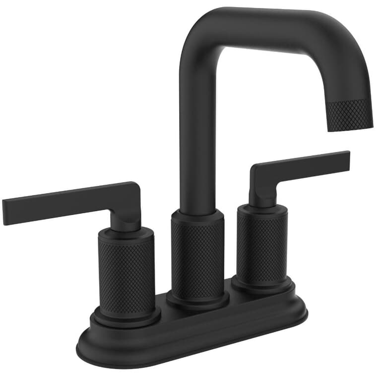 Indy Two Handle Lavatory Faucet with Knurled Accents - Matte Black