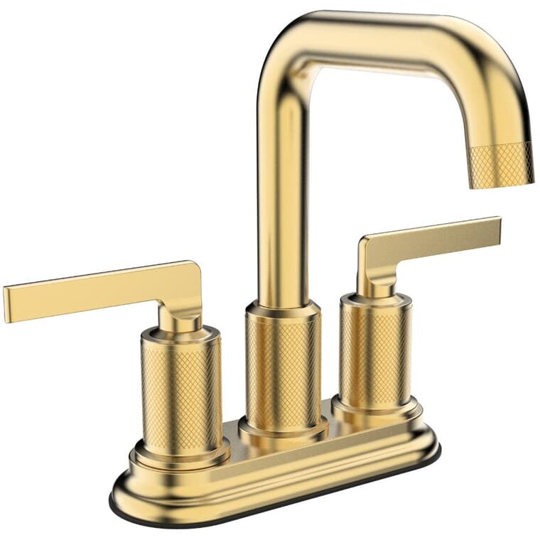 Indy Two Handle Lavatory Faucet with Knurled Accents - Matte Gold
