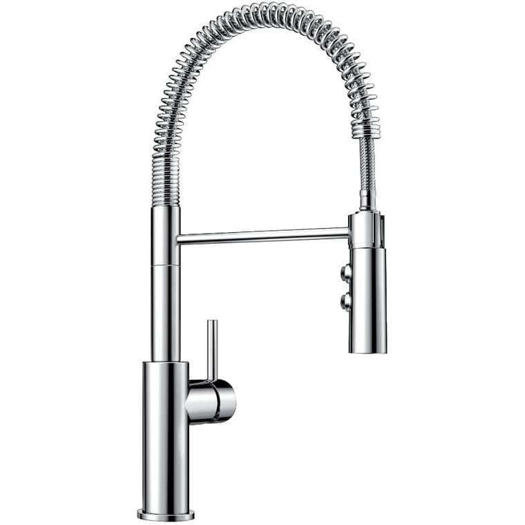 Catris Single Handle Pull-Down Kitchen Faucet - with Dual Spray + Spring Spout, Chrome