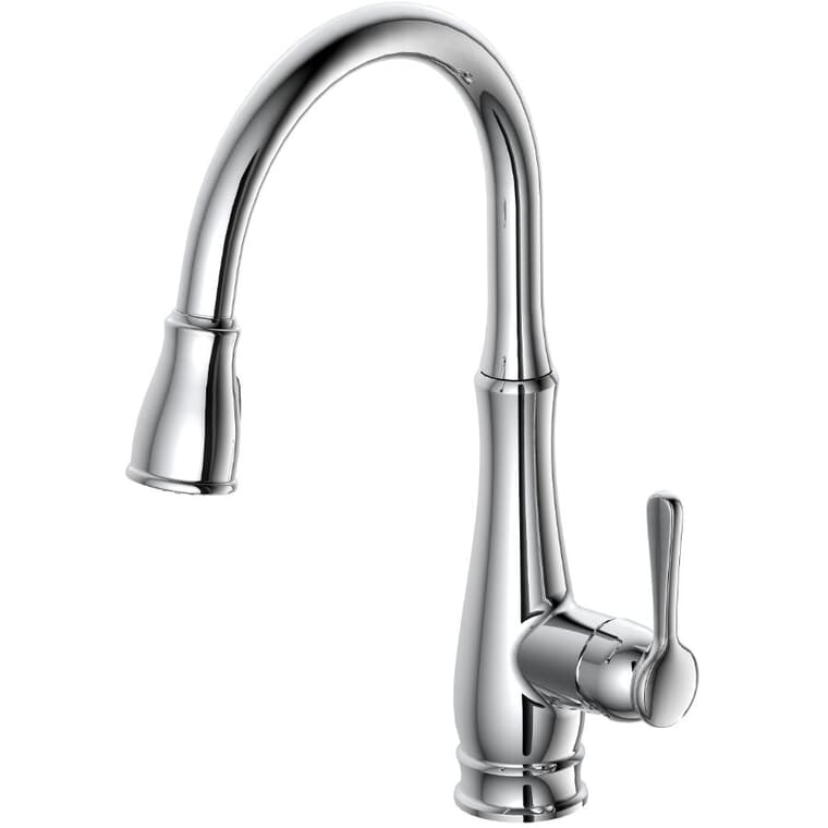 Whitley Single Handle Pull-Down Kitchen Faucet - with Dual Spray, Chrome