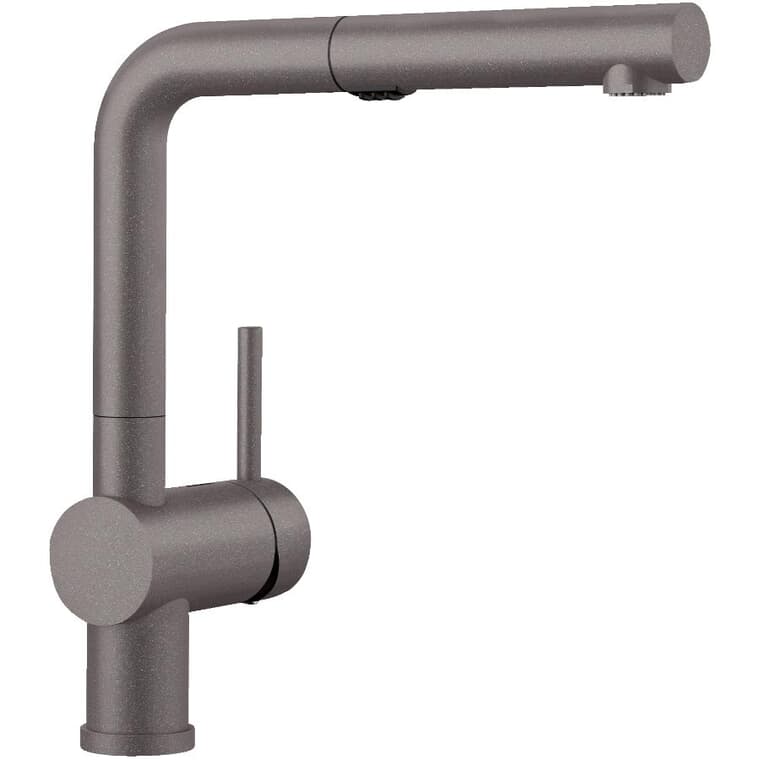 Linus Single Handle Pull-Out Kitchen Faucet - with Dual Spray, Metallic Grey