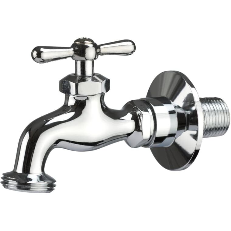 1/2" Bibb Faucet - with Flange, Chrome Plated